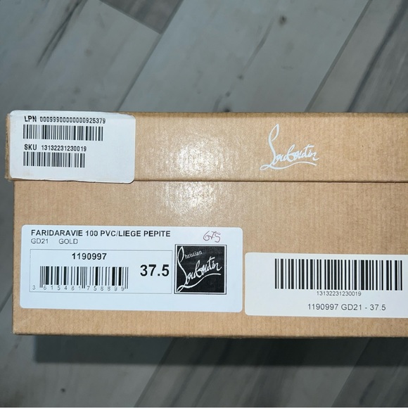 CHRISTIAN LOUBOUTIN Faridaravie 100 PVC Liege Pepite Gold Size 37.5  Woman’s 7.5 - Picture 14 of 16
